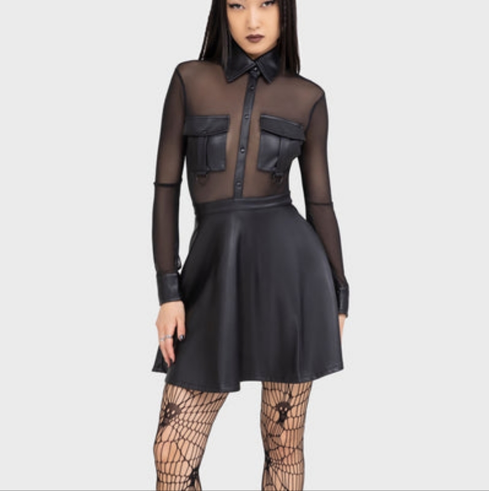 Killstar Kilhist Black Faux Leather Dress